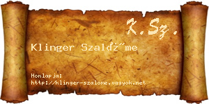 Klinger Szalóme névjegykártya
